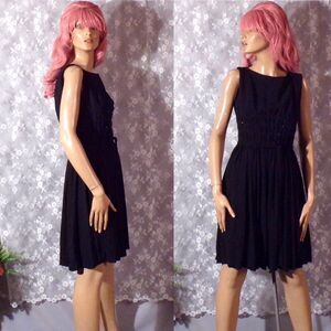 Vintage 60s Dress 1960s Black Rhinestone Cocktail Retro Pinup Rockabilly Size XS
